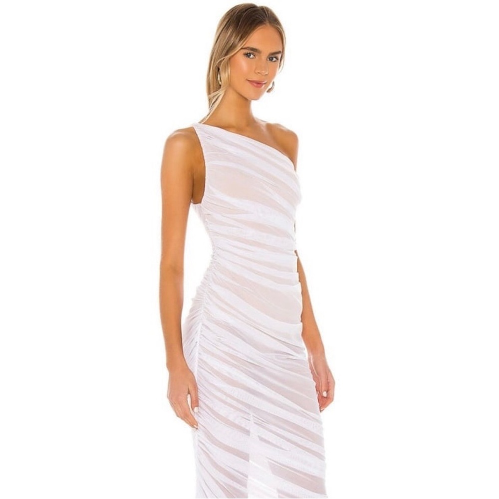 Revolve Norma Kamali Diana Gown White Mesh Dress